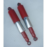 ZADNÍ TLUMIČE -- OCELOVÝ KRYT - CHROM/ČERVENÁ BARVA -(VÝROBA ČR) - PÁR (TYP 634, 633 BIZON + ČZ 250/471)